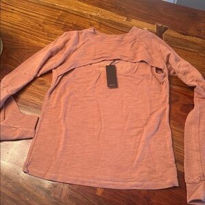NWT Monrow Dry Rose Supersoft French Terry Peekaboo Long Sleeve Top